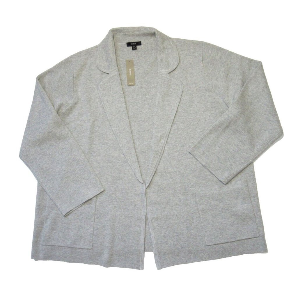 NWT J.Crew Eloise in Heather Gray Open-Front Sweater Blazer Cardigan M